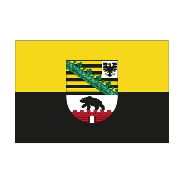 Stein HGS Landesflagge Sachsen-Anhalt, 100 x 150 cm (Querformat), mit Seil und Schlaufe, FlagTop 110 g/m², für Fahnenmasten 6 m, ohne Hohlsaum, 26596