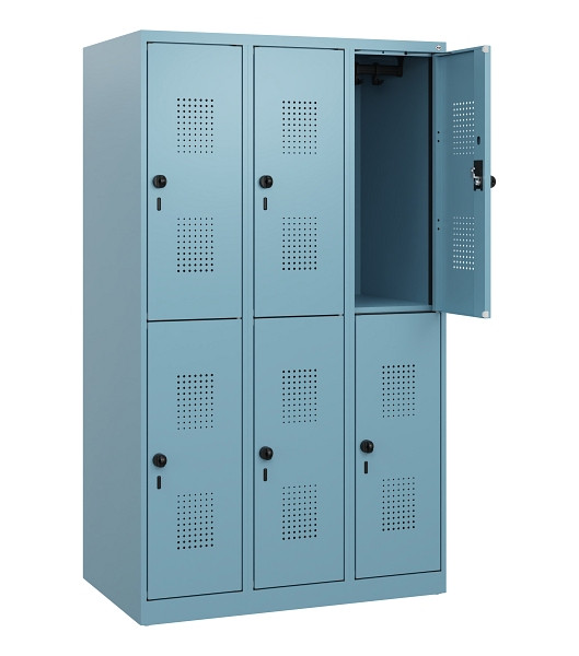 C+P Doppelstöckiger Spind Evolo PLUS, 6 Fächer, 1530x900x500mm, 0010/0010, Drehriegel, 0493005-30 S10025