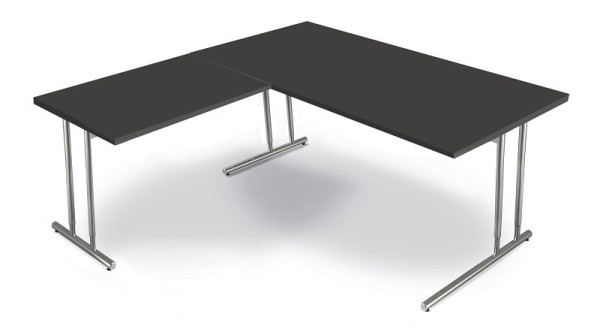 Kerkmann Winkelarbeitsplatz aus Schreibtisch B 1600 x T 800 x H 680-820 mm, Artline, Farbe: anthrazit, 11767013