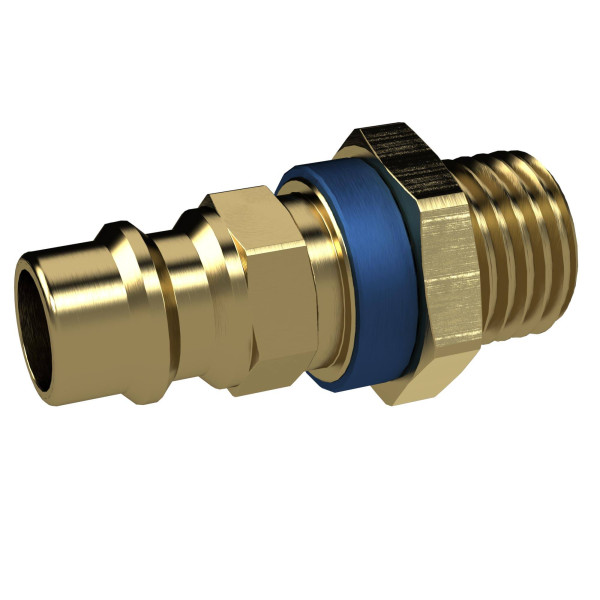 Riegler Unverwechselbarer Nippel NW 7,8, Messing blank, G 1/4 AG, blau, 137574