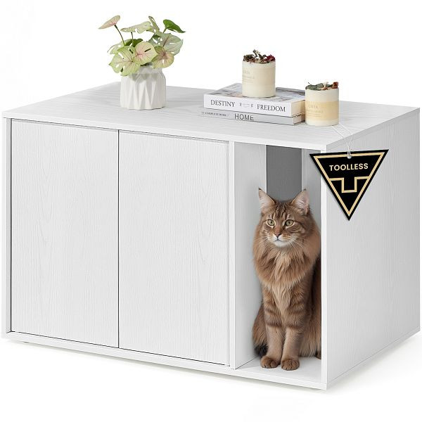 Feandrea Katzentoilettengehege, Schneeweiß, 80x50x53 cm, PCL013W01