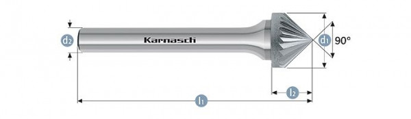 Karnasch Hartmetall-Frässtift unbeschichtet KSK/ HP-2 d1=12 / l2=7 / d2=6 / l1=60mm, VE: 3 Stück, 113110020
