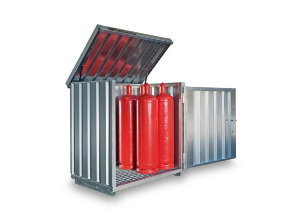 SÄBU SAFE Gasflaschenbox GB 1, verzinkt, montiert, mit Gitterrostboden, 1.420 x 1.080 x 1.470 mm, F1770