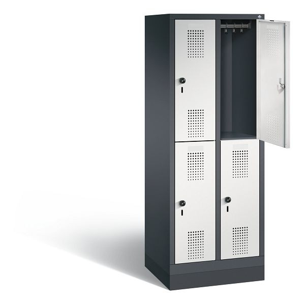 C+P Spind doppelstöckig Evolo, H1600xB610xT500mm, Farbe: Schwarzgrau / Lichtgrau, 483206-20 S10063