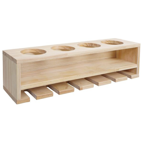 Mendler Weinregal HWC-P21, Glas-/Flaschenhalter Wandbar Regal für 4 Flaschen/6 Gläser Holz FSC 12x48x12cm, natur, 139705