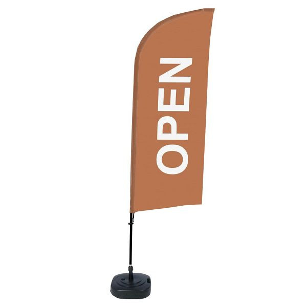 Showdown Displays Beachflag Alu Wind Komplett-Set Geöffnet Braun Englisch ECO, BFAW310-WT21-I59ECO