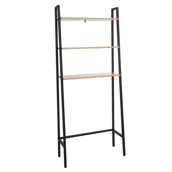 Mendler Standregal HWC-K82, Badregal Waschmaschinen-Regal Leiterregal, Industrial Metall Holz 155x64x25cm, natur, 98697