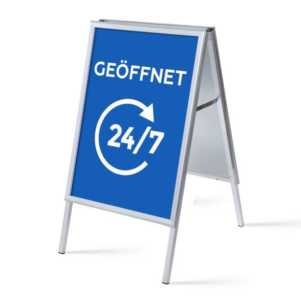 Showdown Displays Kundenstopper A1 Komplettset Geöffnet 24/7 Blau Deutsch, ZPA1G32MEI246