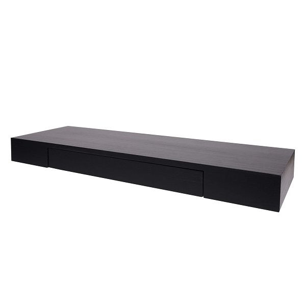 Mendler Wandregal HWC-H37, Schweberegal Wandboard Hängeregal Regal, Schublade Massiv-Holz 8x80x25cm, schwarz, 72923