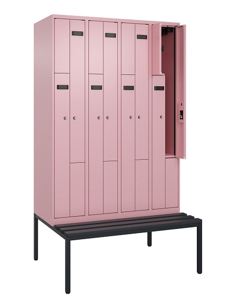 C+P Z-Spind Evolo PLUS, 8 Fächer, 2120x1200x815mm, 3015/3015, Zylinderschloss, Material Sitzfläche Kunststoff, Sitzbank, 0490537-408 S10105