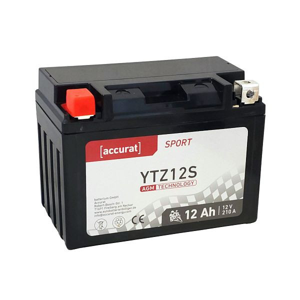 Accurat Sport AGM YTZ12S Motorradbatterie 12Ah 12V 210A, MBA-YTZ12S