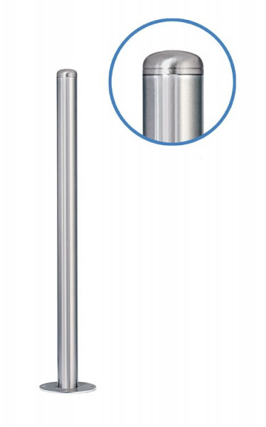 Absperrpfosten "Acero Rundkopf" (V2A) Ø61mm aus Edelstahl, herausnehmbar, ohne Verschluss, Bodenhülse, geschliffen, 12994-g