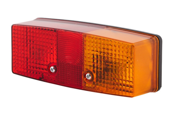 HELLA Heckleuchte - Glühlampe - 24/12V - Anbau/geschraubt - Lichtscheibenfarbe: rot/gelb/weiß - Stecker: Krallenkabelschuh - rechts, 2SE 997 111-021