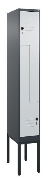 C+P Z-Spind Classic PLUS, Gestell, 2 Abteile, 2120x300x500mm, 7016/7035, Drehriegel, 0800337-102 S10013