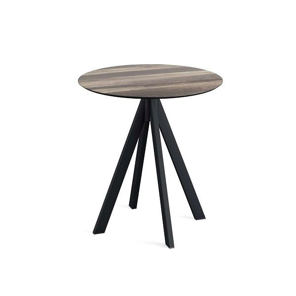 Feros Infinity Terrassentisch Schwarz gestell + Tropical Wood HPL Ø70 cm, 120011270