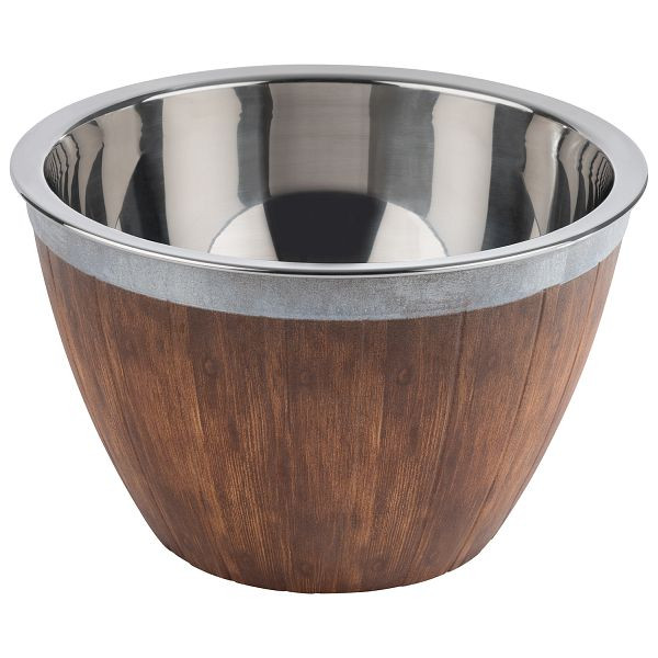 APS Fass, 2-teilig, Ø 26 x 16 cm, Set bestehende aus: Unterteil / Schale, Ø 25 x 16 cm, 4,5 Liter, Melamin, Ø 26 x 9 cm, 3 Liter, 18/8 Edelstahl, 85250