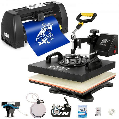 VEVOR 5in1 Hitzepresse 15"x15" Transfer 14" Vinyl Schneideplotter Schneiden 3 Klingen, THJ3838+KZJ-37501V2