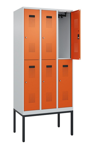 C+P Doppelstock-Spind Evolo PLUS, Gestell, 6 Fächer, 2120x900x500mm, 7035/2004, Zylinderschloss, 0493307-30 S10029