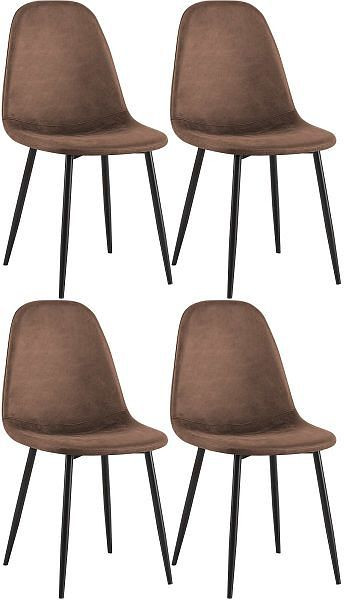 CLP 4er Set Esszimmerstühle Napier Kunstleder, braun, 318567