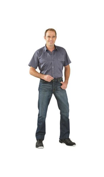 Planam Hemden Köperhemd 1/4 Arm, grau, Größe 45/46, 0405045