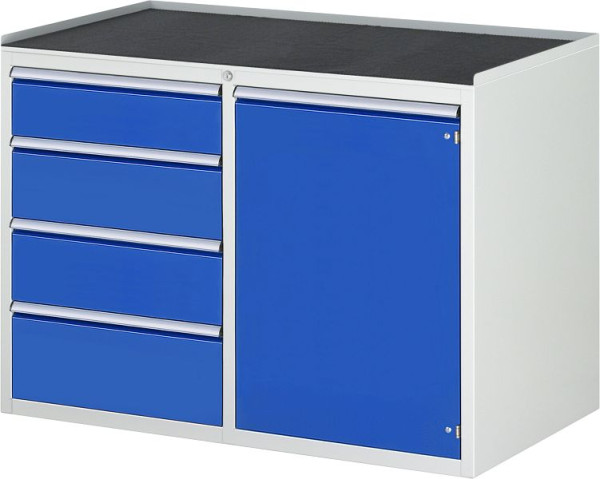 RAU Schubladenschrank Serie 7000, B1145xT650xH825mm, links: Schubladen: H150, 2xH180, H210mm, rechts: Flügeltür H720mm, Metallauflage, 03-LL5.21.12A-MT.11