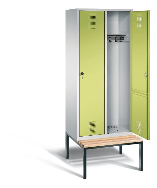 C+P Garderobenschrank Evolo, H2090xB810xT815mm, Farbe: Lichtgrau / Viridingrün, 48050-22 S10285