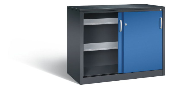 C+P Schiebetürenschrank Acurado, H1000xB1200xT600mm, Farbe: Schwarzgrau / Enzianblau, Bügelgriff, 2066-09 S10081