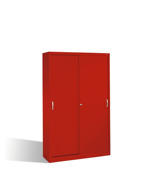 C+P Schiebetürenschrank Acurado, H1950xB1200xT400mm, Farbe: feuerrot, Bügelgriff, 5 OH, 2040-00 S10211