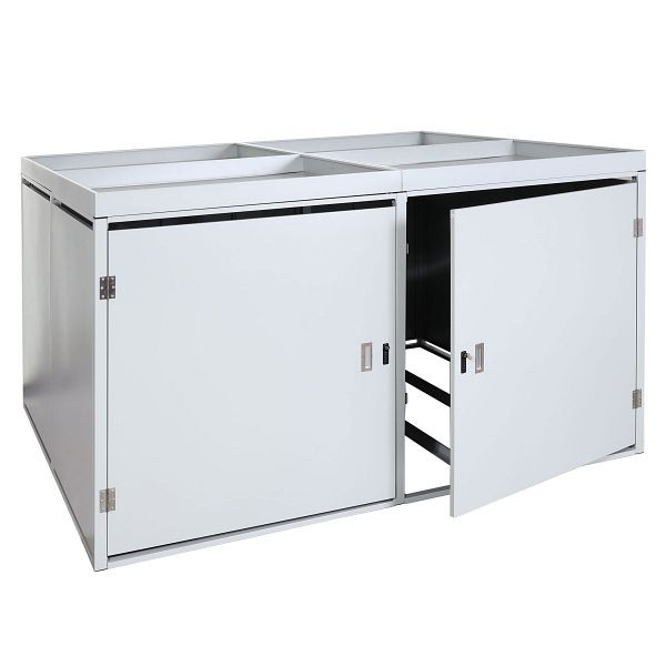 Mendler 4er-Fahrradgarage mit Pflanzkasten HWC-L56b, Fahrradbox, abschließbar verzinkter Stahl 126x220x210cm, hellgrau, 104983+104984+104985