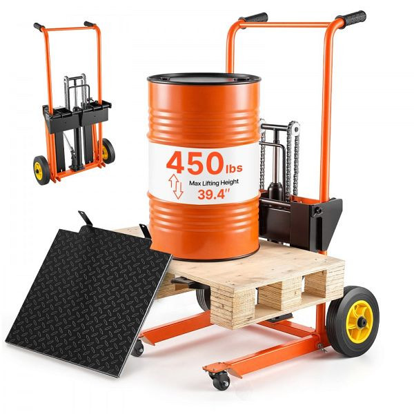 VEVOR Manuelle Hochhubwagen 205 kg, Hubhöhe 100 cm, Plattformstapler, Orange & Schwarz, SDSDGC450LBS0UGP0001V0