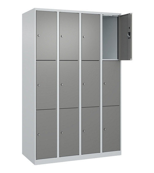 C+P Schließfachschrank Evolo PLUS, 12 Fächer, 1850x1200x500mm, 7035/0004, Abteile 4, Abteilbreite 300 mm, 049000-403 S10014