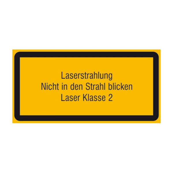 Stein HGS Laserkennzeichnung/Warnzusatzschild Laserstrahlung, Nicht in den Strahl blicken, Laser Klasse 2, 105 x 52 mm, 21.1903