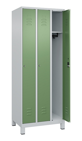C+P Spind Classic PLUS, Füße, 3 Abteile, 1950x750x500mm, 7035/6011, 080010-39 S10021