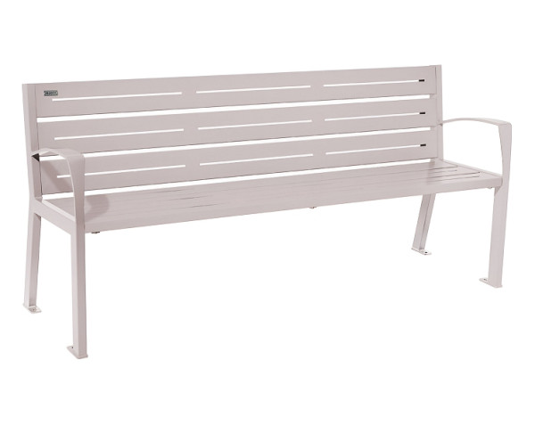 Procity Sitzbank Silaos® 6 Leisten, 100% Stahl, Mit Armlehne, Ein- Oder Zweifarbirg, RAL 7044/RAL 7044, 209616.7044