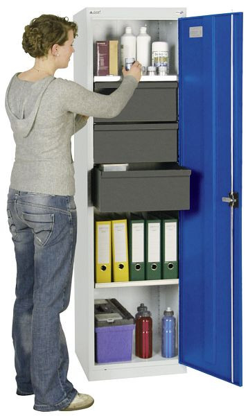 stumpf Werkzeug- und Materialschrank Serie 3000, 7035/5010, 3 Schubladen 200 mm, 3 Wannenböden, 3005474