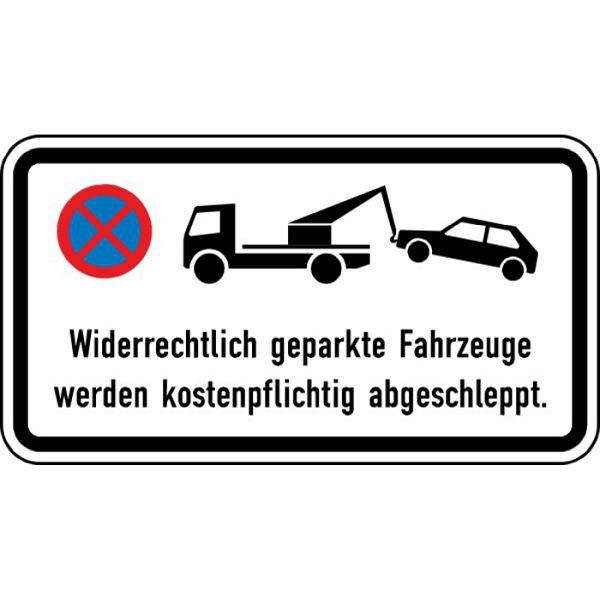 Stein HGS Widerrechtlich geparkte Fahrzeuge werden kostenpflichtig abgeschleppt Nr. 2428, 330x600mm /RA2/Flachform 3mm, 2428-223