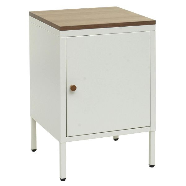 Mendler Nachttisch HWC-L84, Nachtschrank Kommode Beistelltisch Schrank, Metall 63x40x40cm, Melaminbeschichtet, weiß, 101924