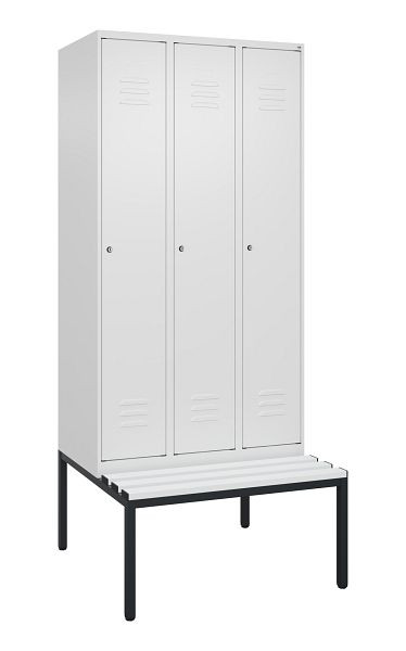 C+P Umkleidespind Classic PLUS mit Mitteltrennwand, 3 Abteile, 2120x900x815mm, 9016/9016, Zylinderschlösser, 0800507-30F S10029