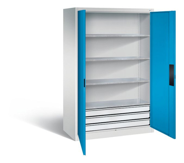C+P Werkzeugschrank Acurado, H1950xB1200xT600mm, Farbe: Lichtgrau / Lichtblau, Muldengriff, 8932-523 S10107