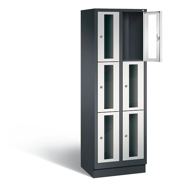 C+P Schließfachschrank Classic, H1800xB610xT500mm, Farbe: Schwarzgrau / Lichtgrau, 8020A203 S10014