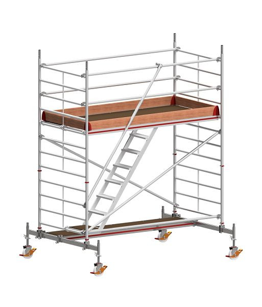 HYMER Treppen-Fahrgerüst mit Fahrtraverse, Bühnenlänge 2,95 m, Rahmenteilbreite 1,50 m, Reichhöhe 4,60 m, 827304