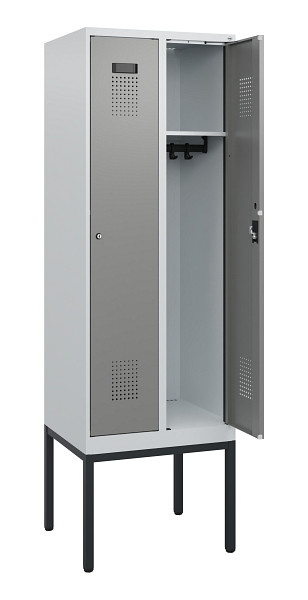 C+P Spind Evolo PLUS, Gestell, 2 Abteile, 1950x600x500mm, 7035/0004, Zylinderschloss, 0490305-20 S10041