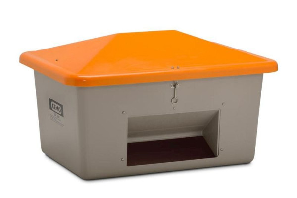 Cemo Streugutbehälter 550 l mit Entnahme, grau/orange, 10834