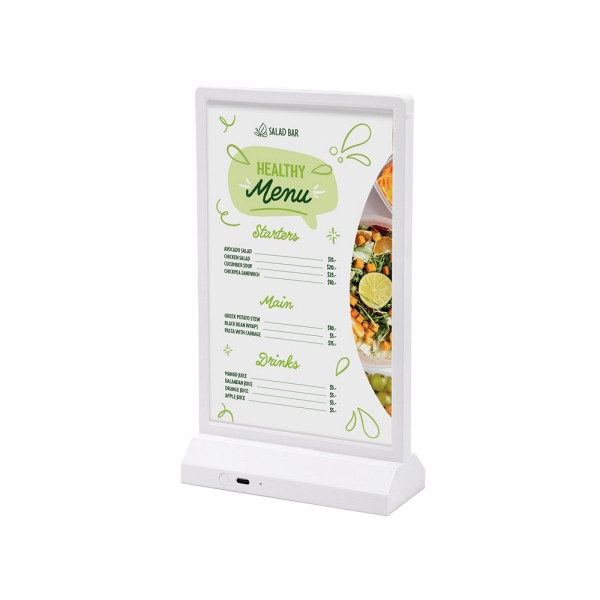 Showdown Displays LED T Aufsteller - A4 1/3 Hochformat Weiß, TDLPWHITELED