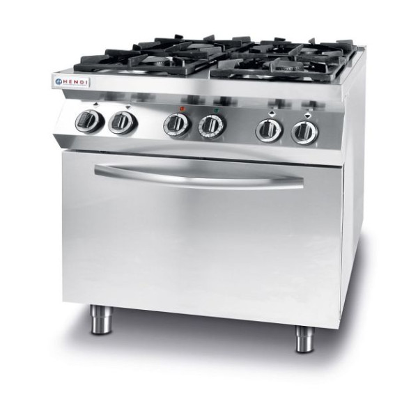 Hendi Gaskocher Kitchen Line 4 Brenner mit elektrischem Ofen GN 1/1, 225882