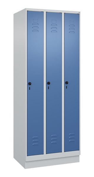 C+P Umkleidespind Classic PLUS, Sockel, 3 Abteile, 1950x750x500mm, 7035/5023, Drehriegel, 080020-39 S10005