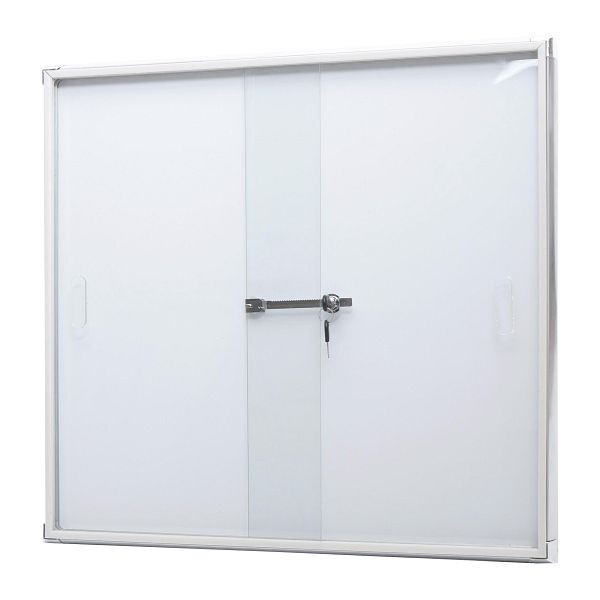 Mendler Schaukasten HWC-Q50, Magnettafel Whiteboard Memoboard Pinnwand, Aluminium abschließbar inkl. Zubehör 67x68x9cm, 122946