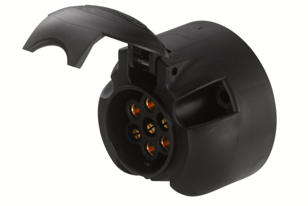HELLA Steckdose, 24V, 7-polig, Stecker: Flachstecker, schwarz, 8JB 006 462-001