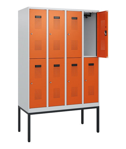 C+P Doppelstock-Spind Evolo PLUS, Gestell, 8 Fächer, 1950x1200x500mm, 7035/2004, Zylinderschloss, 0493305-40 S10022