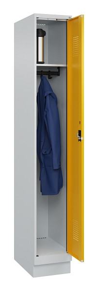 C+P Spind Evolo PLUS, mit Sockel, 1 Abteil, 1950x300x500mm, 7035/1004, Verschluss Zylinderschloss, Ablageböden 1, 049020-10 S10027